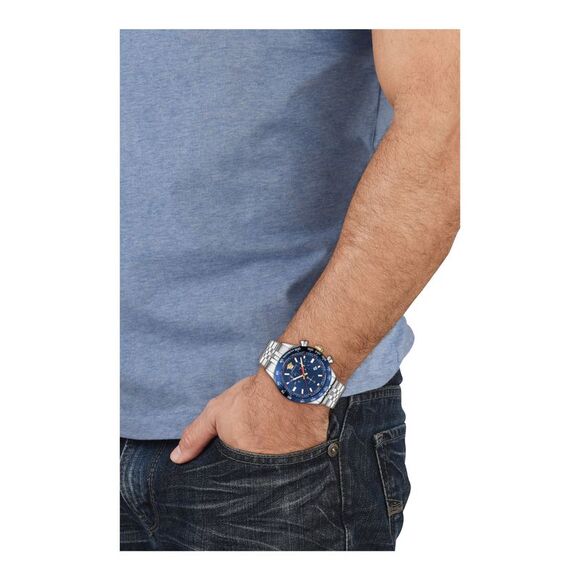 Versace Hellenyium Chrono Bracelet Watch Silver Mens